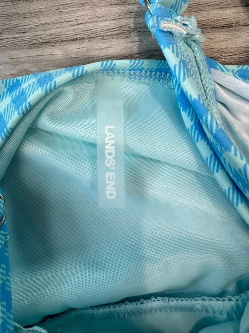 Land's End NWOT Women's Blue Check Swim Dress Size 12 K1